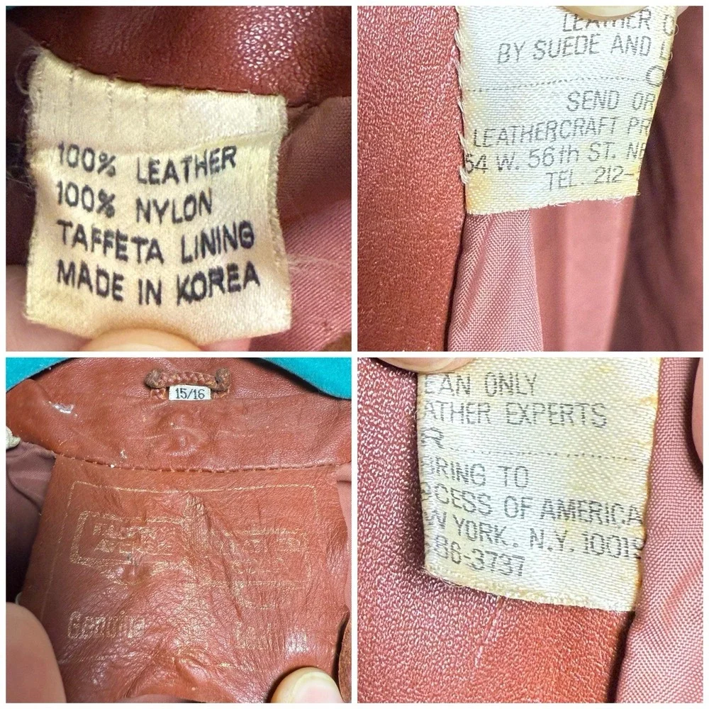 Vintage 70s Rust Brown Orange Leather Full Length Trench Coat Made Korea SMALL - Picture 9 of 16